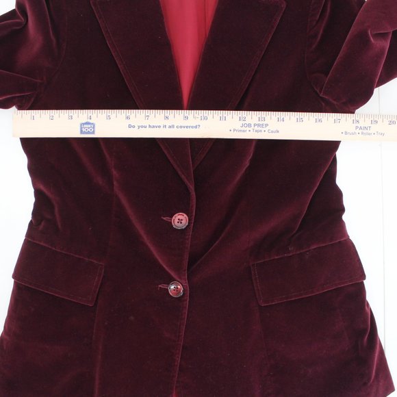 VTG Koret Velvet Blazer Burgundy Cotton Rayon Notch Collar Jacket 70s 80s SZ S/M - Picture 8 of 13